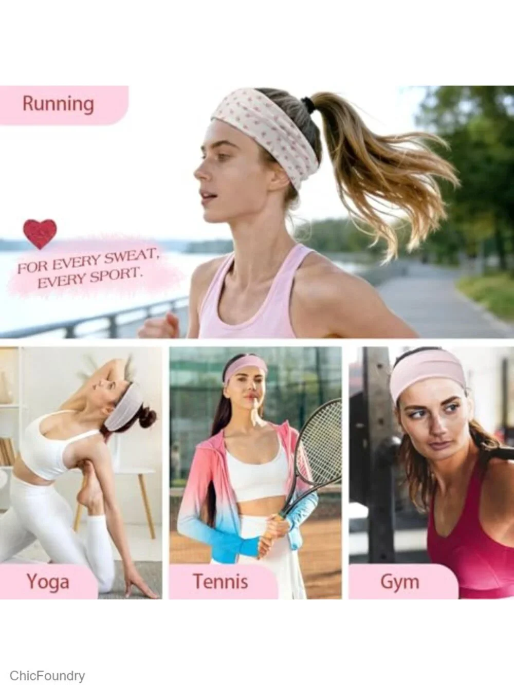 Non Slip Stretchy Fabric Headbands for Women Set of 5